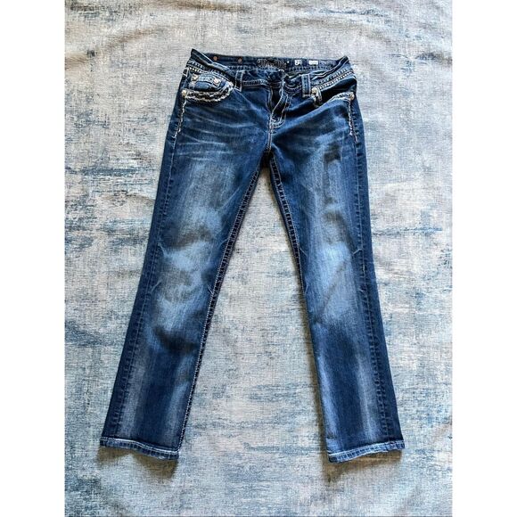 Miss Me Repurpose Upcycle Mid Rise Easy Cropped Jeans 29" - Picture 1 of 8